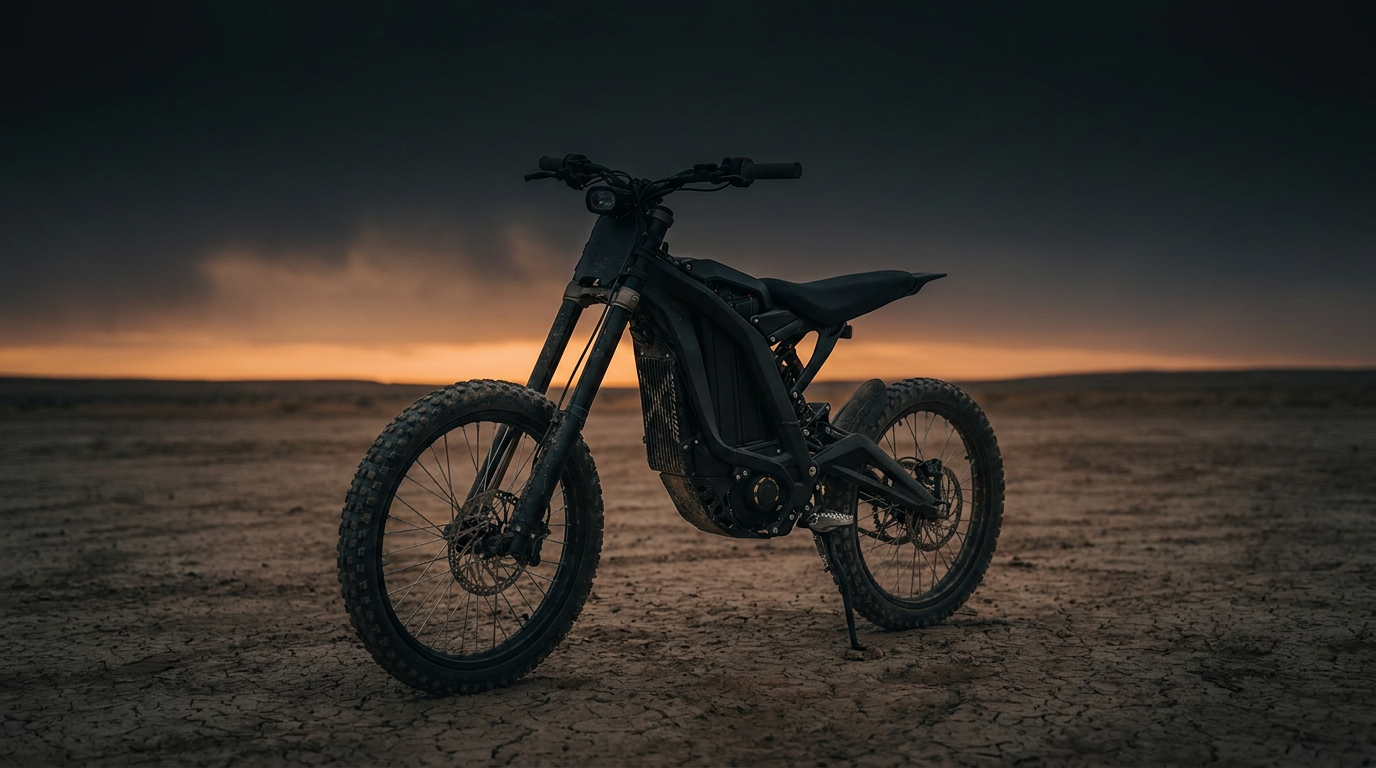 SURRON цахилгаан off-road мотоцикл, тал нутагт нар шингэх үед